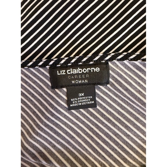 Liz Claiborne Womens Blouse Plus 3X Black White Stripe Knit Top Shirt Casual - Picture 2 of 5